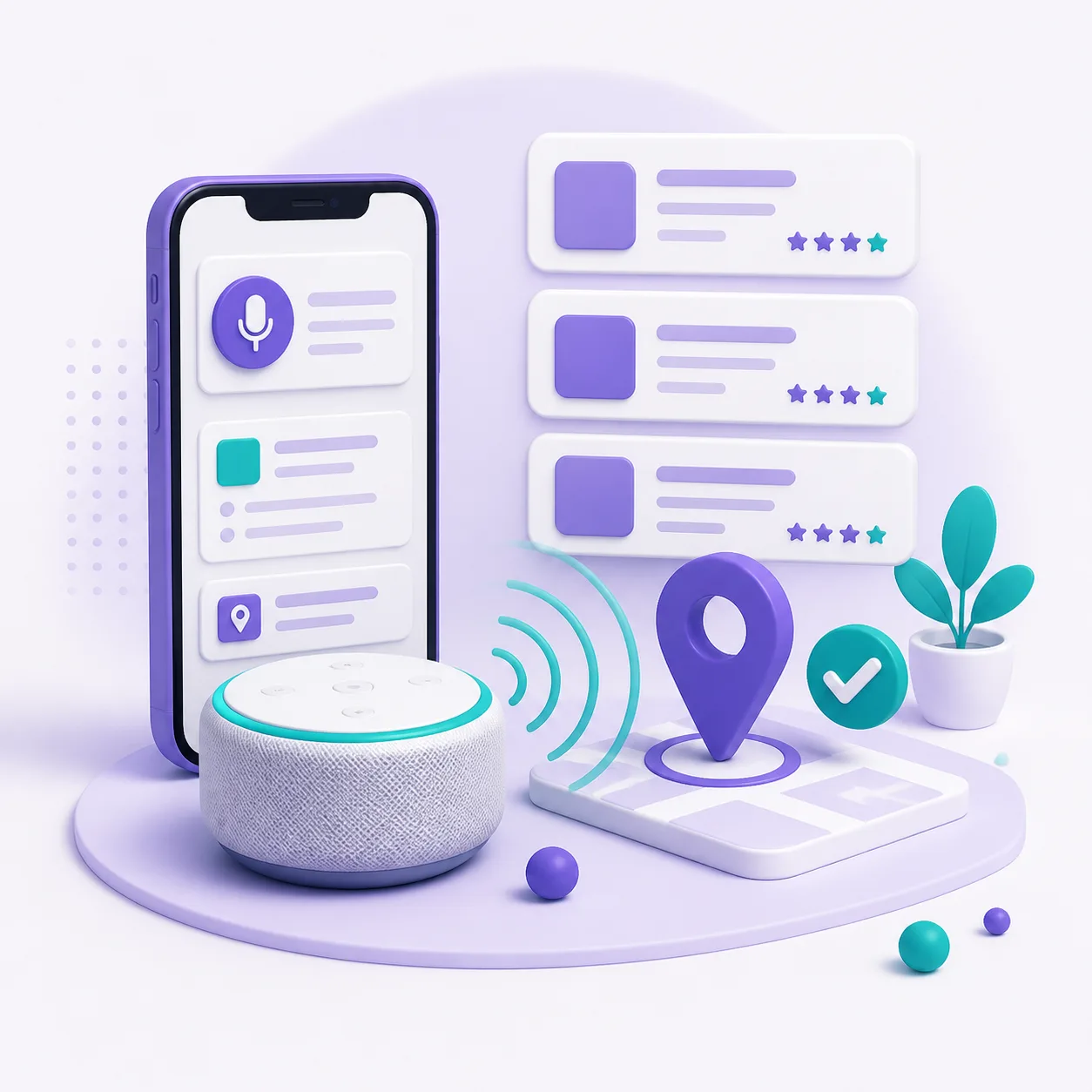 Voice search device sending waves toward a verified map result